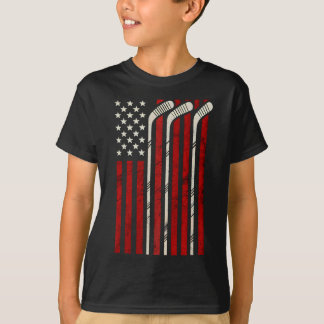 Hockey Amerikanische Flagge Hockey US-Flagge Spiel T-Shirt