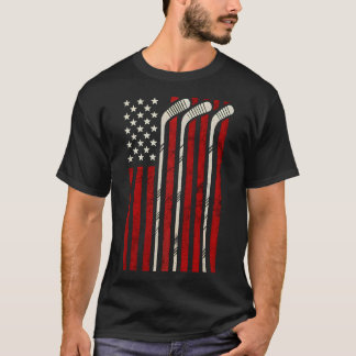 Hockey Amerikanische Flagge Hockey US-Flagge Spiel T-Shirt