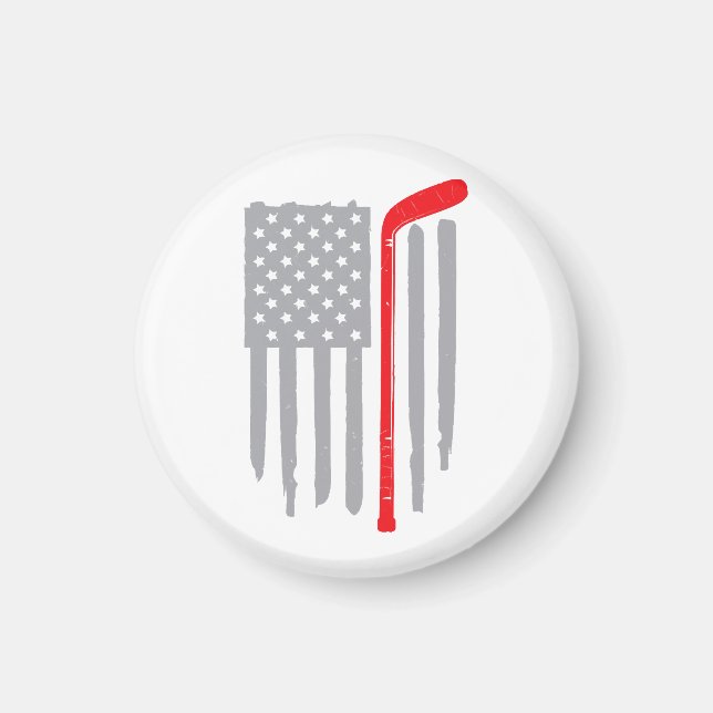 Hockey-Amerikanische Flagge Magnet (Vorne)