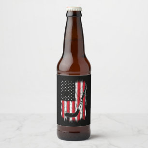 Hockey-Amerikanische-Flagge-Sport-Retro-Vintage Bierflaschenetikett