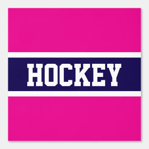 HOCKEY Athletic Hot Pink Navy Blue White Stripes Tapete