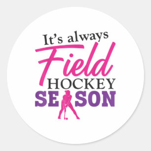 Hockey auf dem Feld Es ist immer Hockey-Saison auf Runder Aufkleber