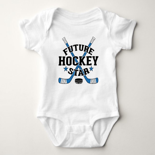 Hockey Baby Future Hockey Star Blue Hockey Sticks Baby Strampler (Vorderseite)