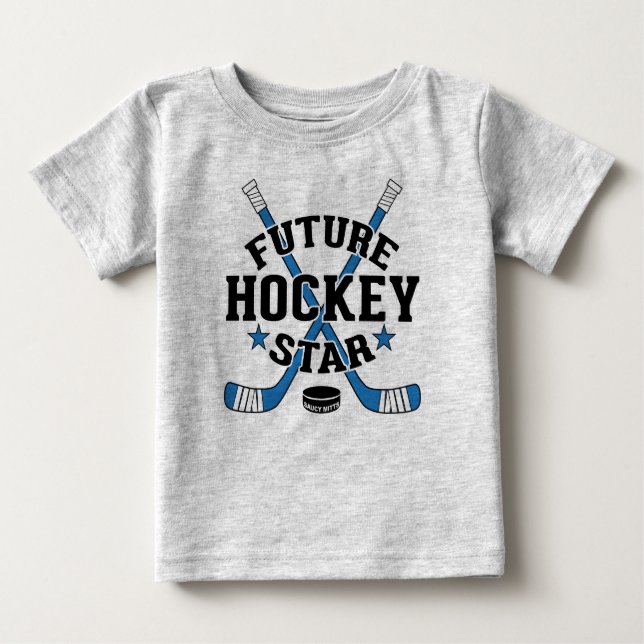 Hockey Baby Future Hockey Star Blue Hockey Sticks Baby T-shirt (Vorderseite)