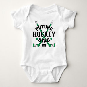 Hockey Baby Future Hockey Star Green Hockey Sticks Baby Strampler