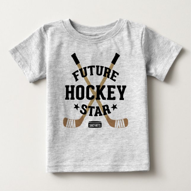Hockey Baby Future Hockey Star Player Brown Sticks Baby T-shirt (Vorderseite)