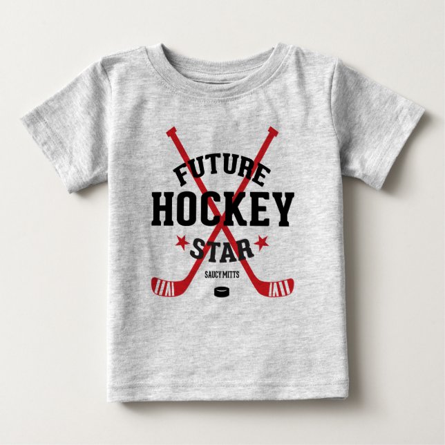 Hockey Baby Jersey Future Hockey Star Red Sticks Baby T-shirt (Vorderseite)