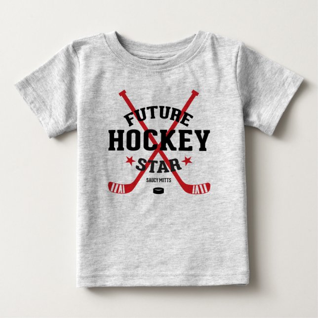 Hockey Baby Jersey Future Hockey Star Red Sticks T-shirt (Vorderseite)