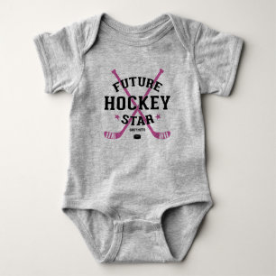 Hockey-Baby-Mädchen Zukünftiger Hockey-Star Pinke Baby Strampler