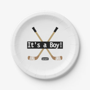 Hockey Baby Shower Es ist ein Boy Girl Hockey Stic Pappteller