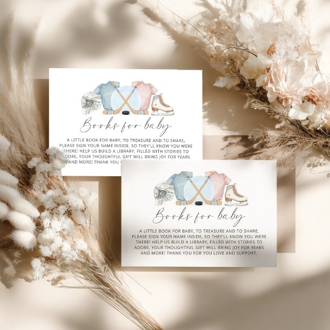Hockey baby shower, ice hockey book request begleitkarte (hockey baby shower books for baby cards)