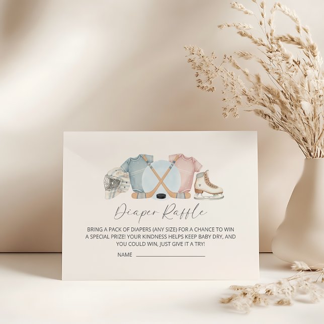Hockey baby shower, ice hockey diaper raffle begleitkarte (hockey baby shower diaper raffle)