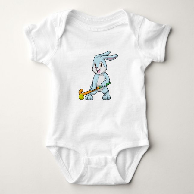 Hockey bei Feldhockey mit Hockeystick Baby Strampler (Vorderseite)
