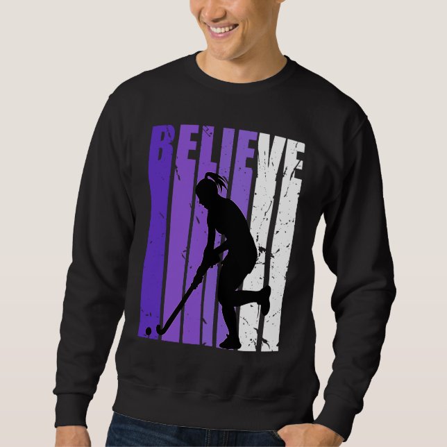 Hockey Believe Silhouette Colorful Purple Sweatshirt (Vorderseite)