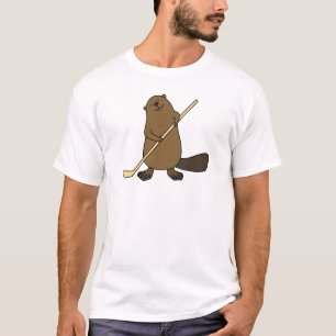 Hockey-Biber-T - Shirt-lustiges niedliches T-Shirt