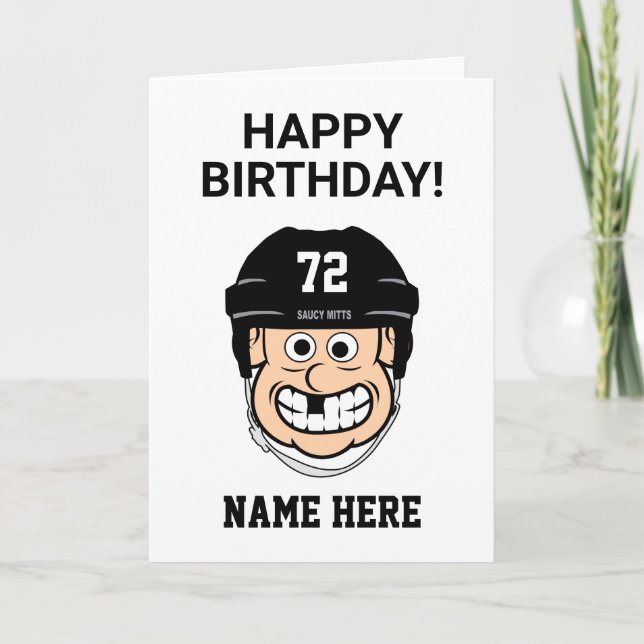 Hockey Birthday Cartoon Hockey Spielername Karte (Vorderseite)