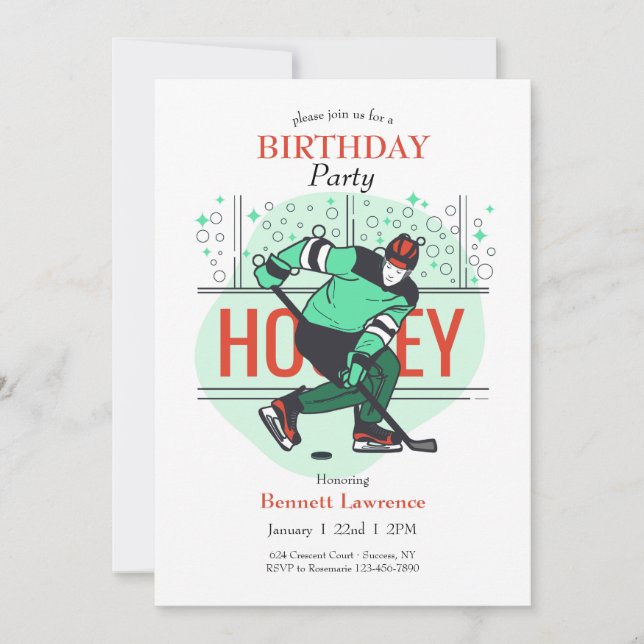 Hockey Birthday Einladung (Vorderseite)