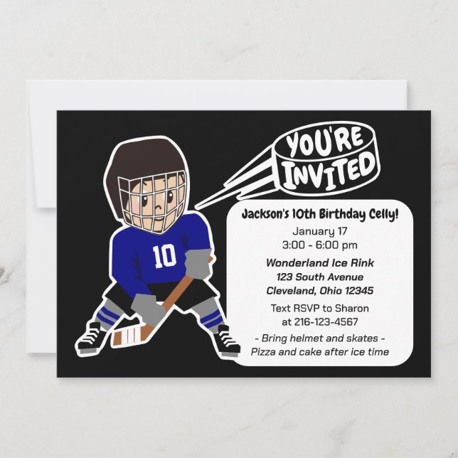 Hockey Birthday Party Fun Retro Design Einladung (Vorderseite)