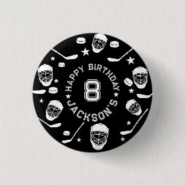 Hockey Black and White Themed Kindergeburtstag Par Button