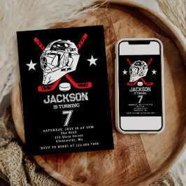 Hockey Black and White Themed Kindergeburtstag Par Einladung