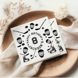 Hockey Black and White Themed Kindergeburtstag Par Serviette