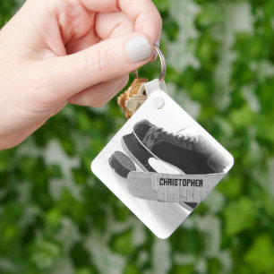 Hockey Black Skate Personalisiert Schlüsselanhänger