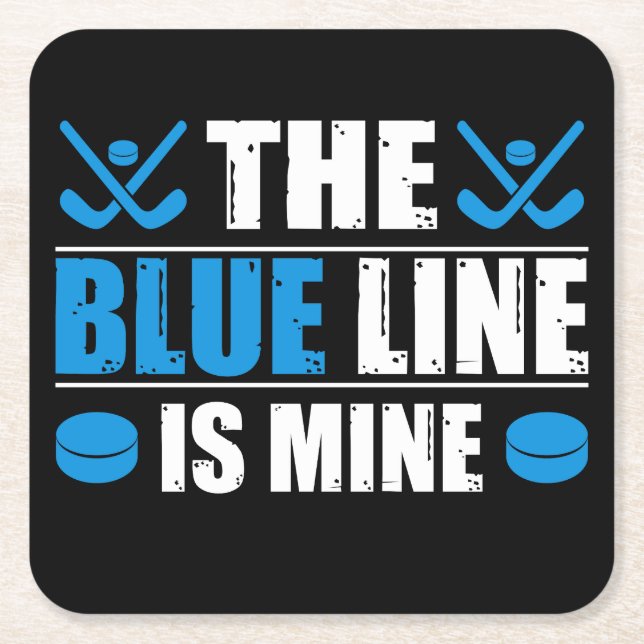 Hockey Blue Line Rechteckiger Pappuntersetzer (Vorderseite)
