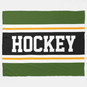 HOCKEY Bold Green Black Yellow Racing Stripes Fleecedecke