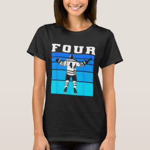 Hockey Boy 4. Geburtstag Vier Eishockey-Geburtstag T-Shirt