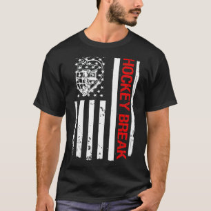 Hockey Break USA Flag Eishockey Spieler 1 T-Shirt
