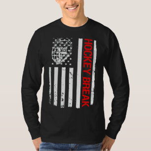 Hockey Break USA Flag Eishockey Spieler 1 T-Shirt