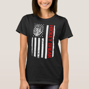 Hockey Break USA Flag Eishockey Spieler 1 T-Shirt