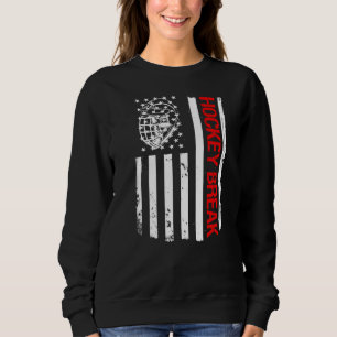 Hockey Break Usa Flag Eishockey-Spieler Sweatshirt
