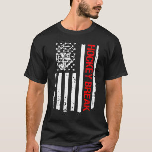 Hockey Break Usa Flag Eishockey-Spieler T-Shirt