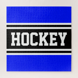 HOCKEY Bright Blue Schwarz-weiß Racing Streifen Puzzle