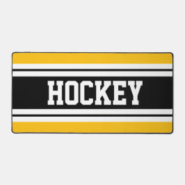 HOCKEY Bright Yellow Schwarz-weiß Racing Streifen Schreibtischunterlage