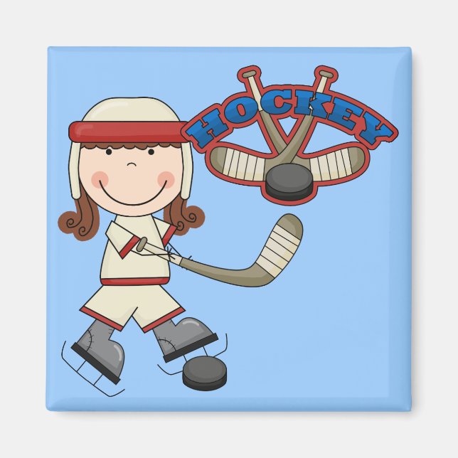 HOCKEY - Brünette Girl Tshirts und Geschenke Magnet (Vorne)