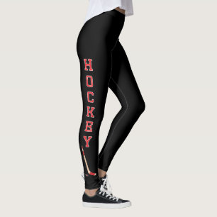 Hockey-Buchstaben in einem Roten und ein weiß Leggings