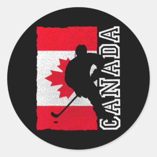 Hockey Canadian Patriotic Flag Runder Aufkleber