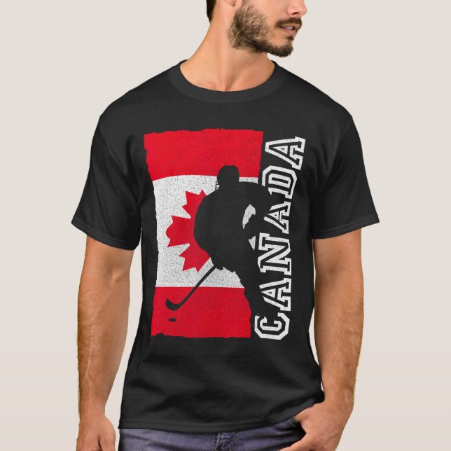 Hockey Canadian Patriotic Flag T-Shirt (Vorderseite)