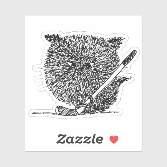 Hockey Cat Sticker (Blatt)