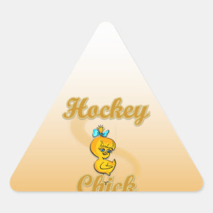 Hockey Chick Dreieckiger Aufkleber