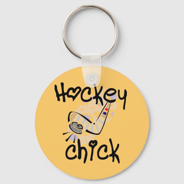 Hockey Chick Tshirts und Geschenke Schlüsselanhänger (Vorderseite)