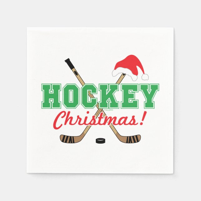 Hockey Christmas Hockey Sticks Weihnachtsmannmütze Serviette (Vorderseite)