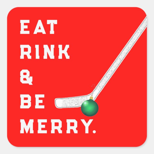 Hockey Christmas Holiday Square Sticker (Vorderseite)