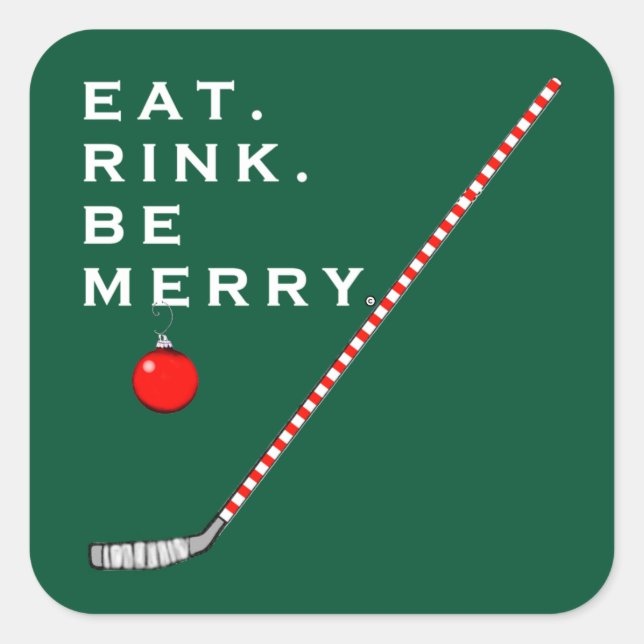 Hockey Christmas Holiday Square Sticker (Vorderseite)