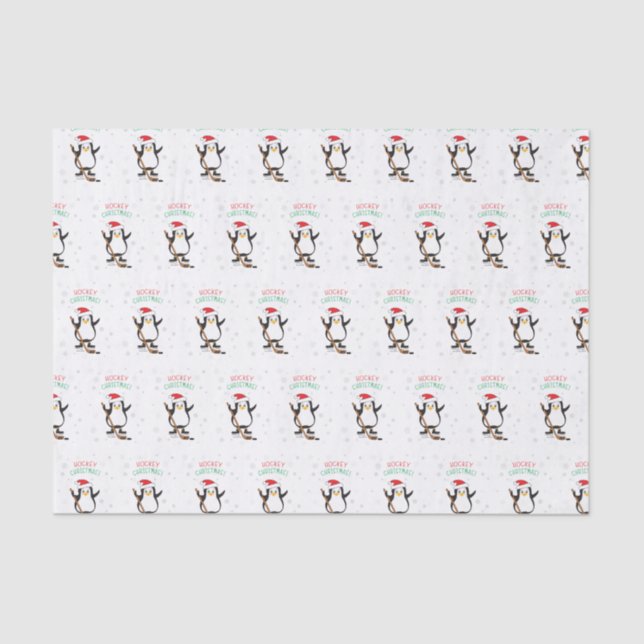 Hockey Christmas Penguin Seidenpapier (Vorderseite)