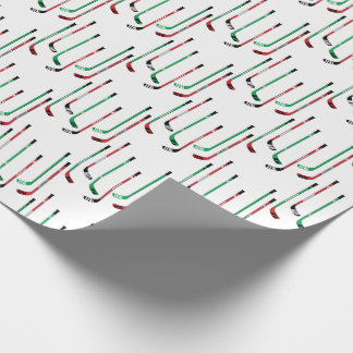 Hockey Christmas Red & Green Hockey Sticks Geschenkpapier