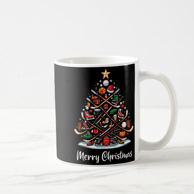 Hockey Christmas Tree Lights Funny Hockey Player X Kaffeetasse (Rechts)