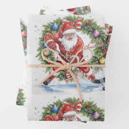 Hockey Christmas with Santa Claus Geschenkpapier Set